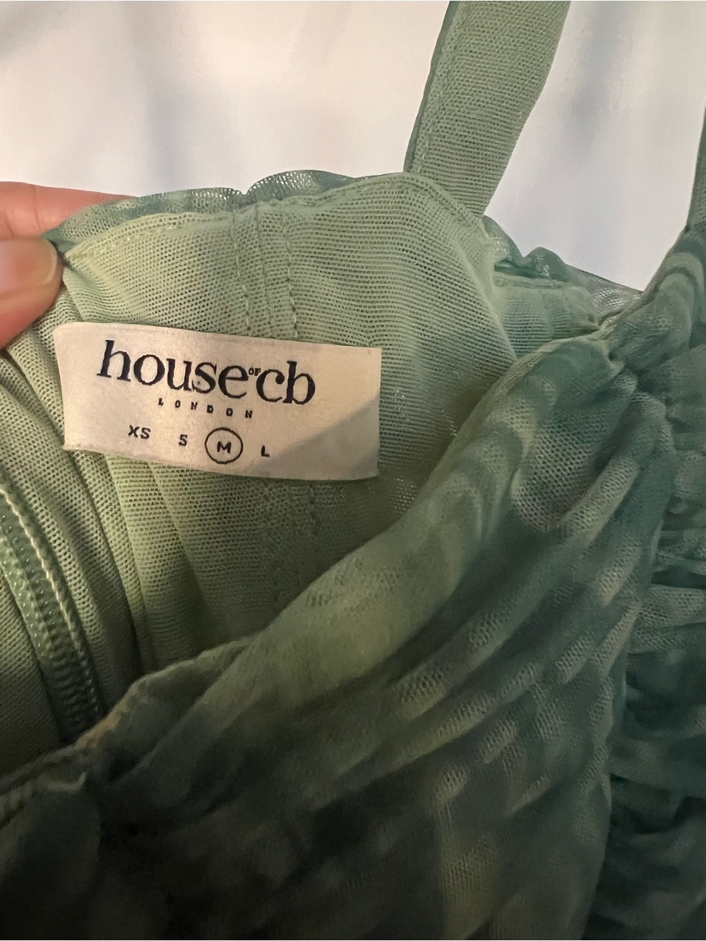 House of CB Sage Green Ruched Mini Dress - Picture 6 of 8